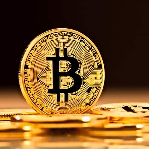 golden coin of bitcoin virtual money concept