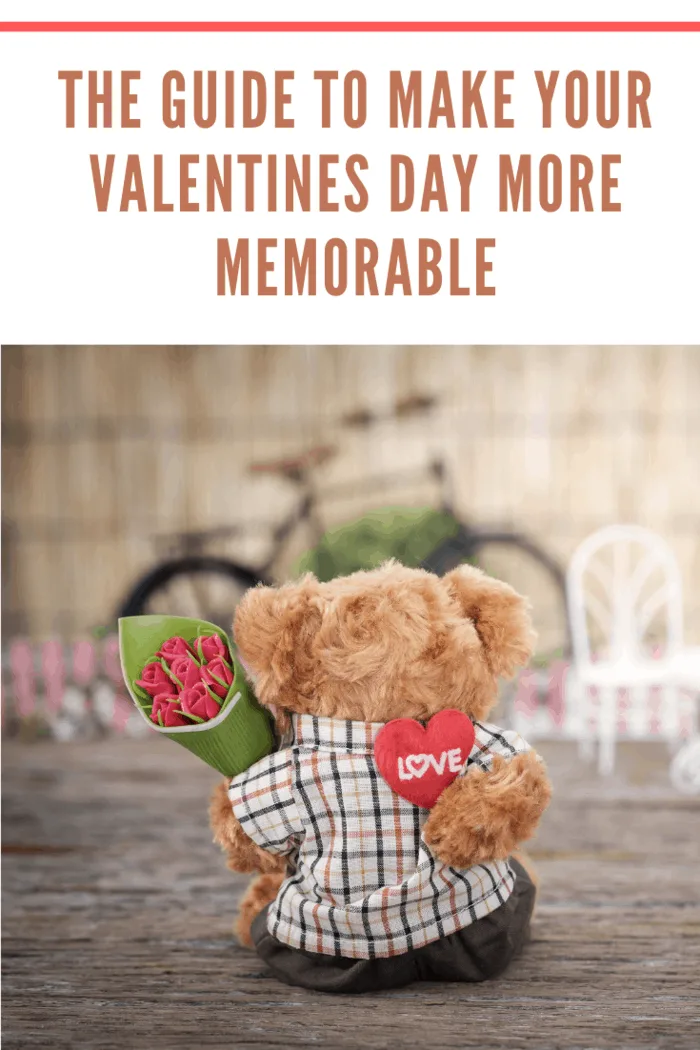 Teddy Bear holding a heart-shape pillow and bouquet of roses in valentine concept with space for write, AF point selection and blur, Vintage tone picture.