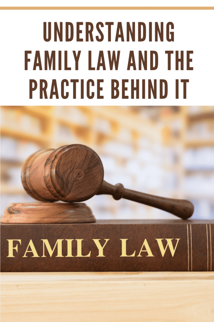 family Law books with a judges gavel on desk in the library. Law education ,law books ,family law concept.