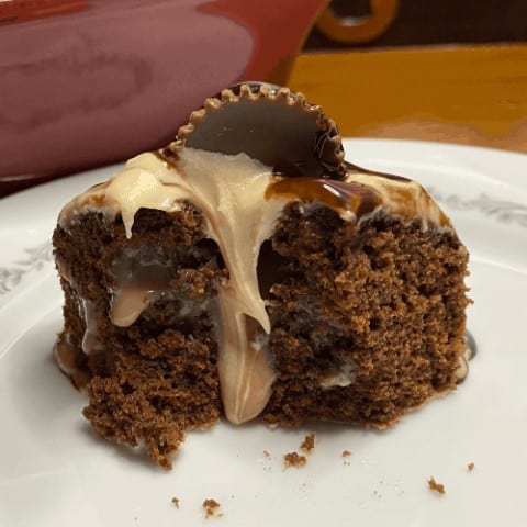 Peanut Butter Chocolate Poke Cake