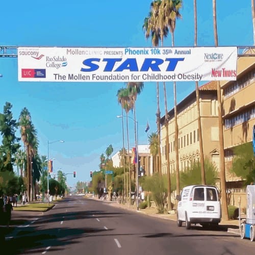 promotional custom banner at beginning of race