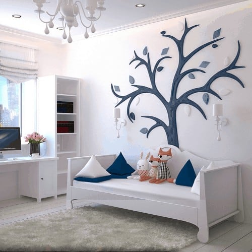 childs room with woodland animals theme