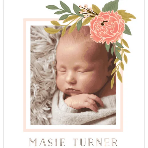 birth announcement for Maisie turner