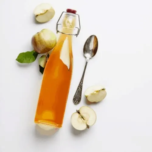 Apple Cider Vinegar and Fresh Apples, Flat Lay,