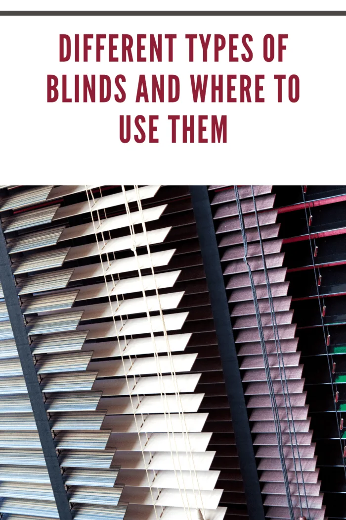 Close-up of various types of blinds showcasing different styles and colors