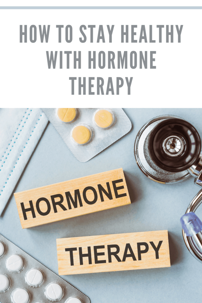 Hormone therapy written on wooden cubes on medical background