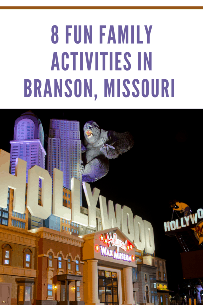 The Hollywood Wax Museum in Branson, Missouri grabs tourists' attention with a skyline and a giant King Kong gorilla on its roof!