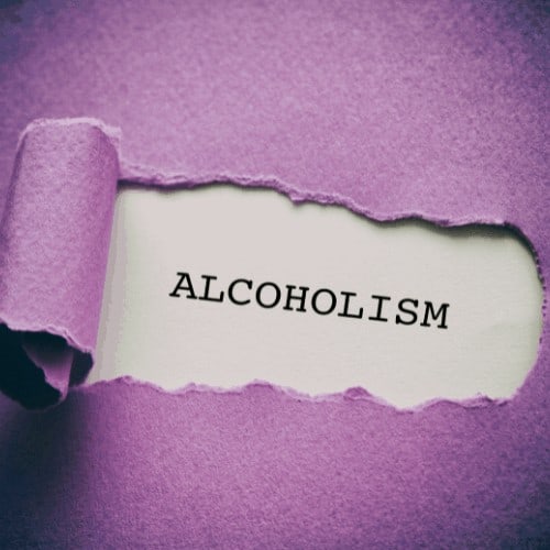 Alcoholism written under torn paper.