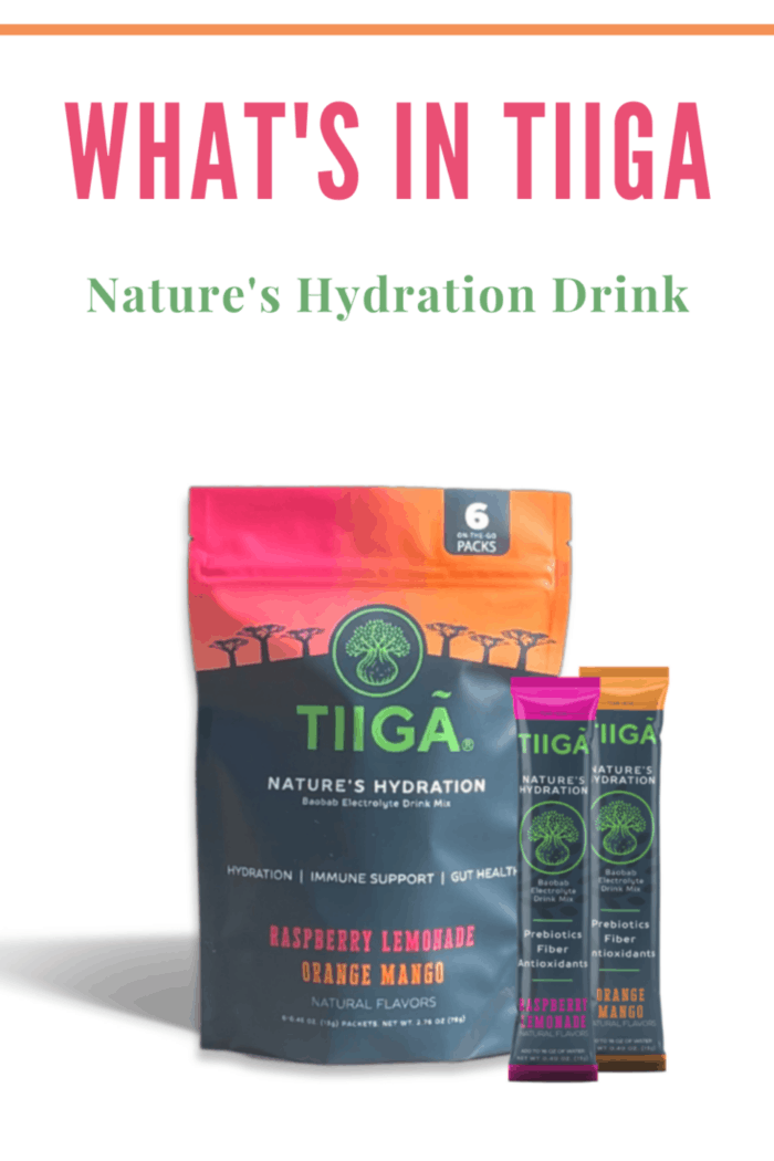 Variety pack of TIIGA hydration drink with individual portion sticks next to it.