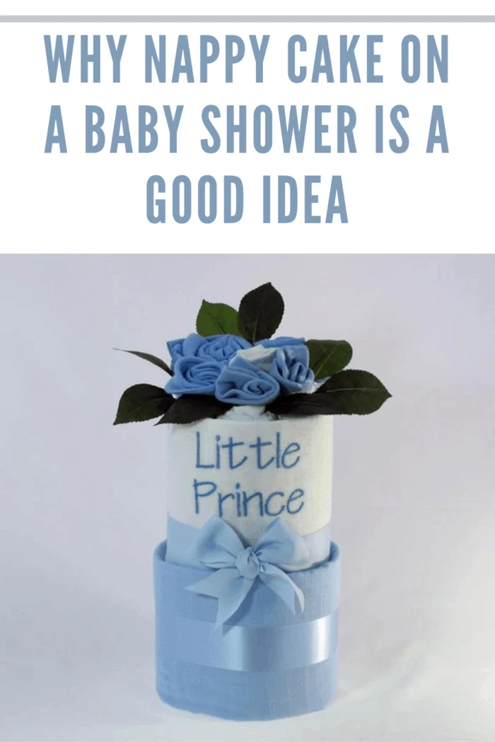 This blue accented, two-tier baby nappy cake is the perfect gift for the little prince who has just arrived. It features all the things he will need including 2 cotton muslin wraps, 2 singlets, 12 baby nappies and 3 pairs of baby socks.