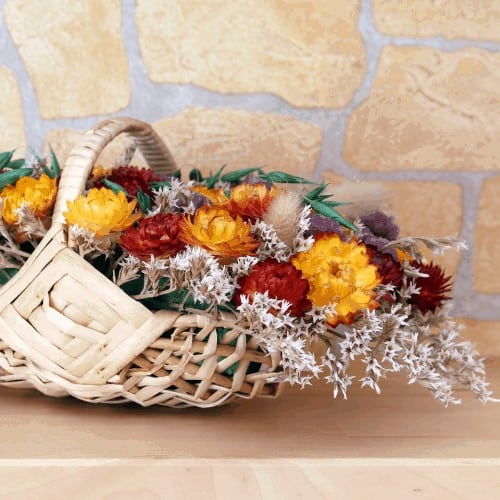 details of a bouquet of dried flowers