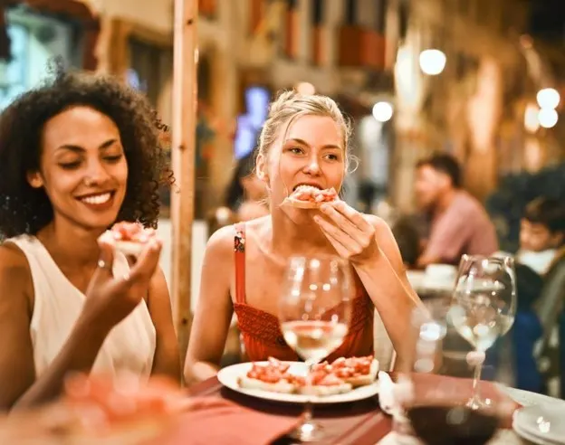 girls eating in a restaurant