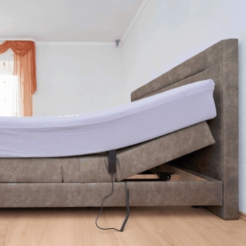 Bed with tilt adjustment mattress bed in the bedroom of the house, comfortable mattress and sleep