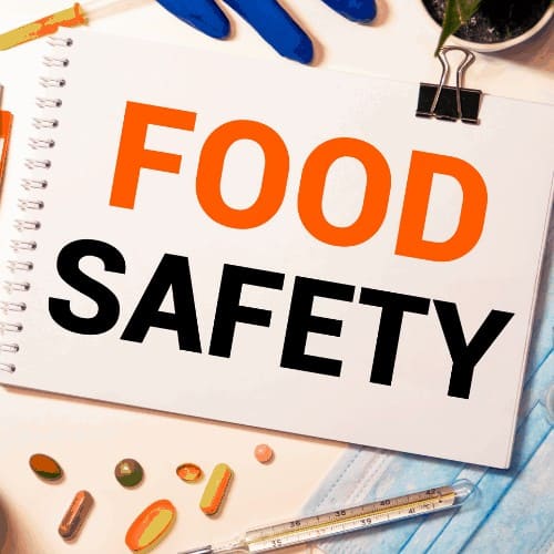 Hand writing Food safety with marker, concept background