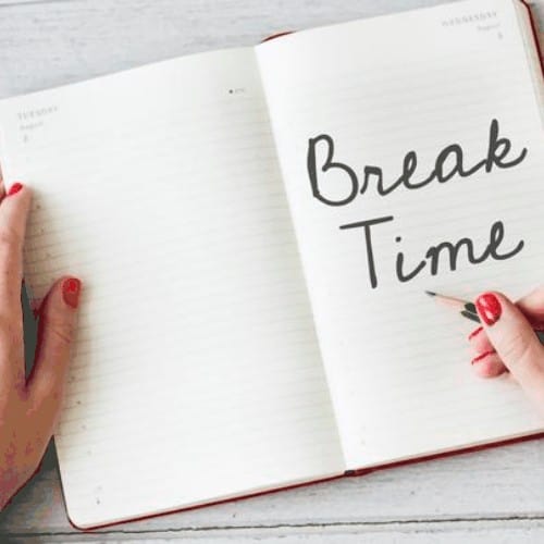 break time written in notebook