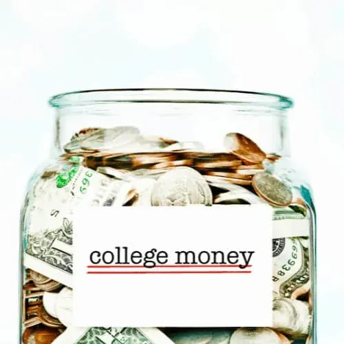 Jar filled with American money for college