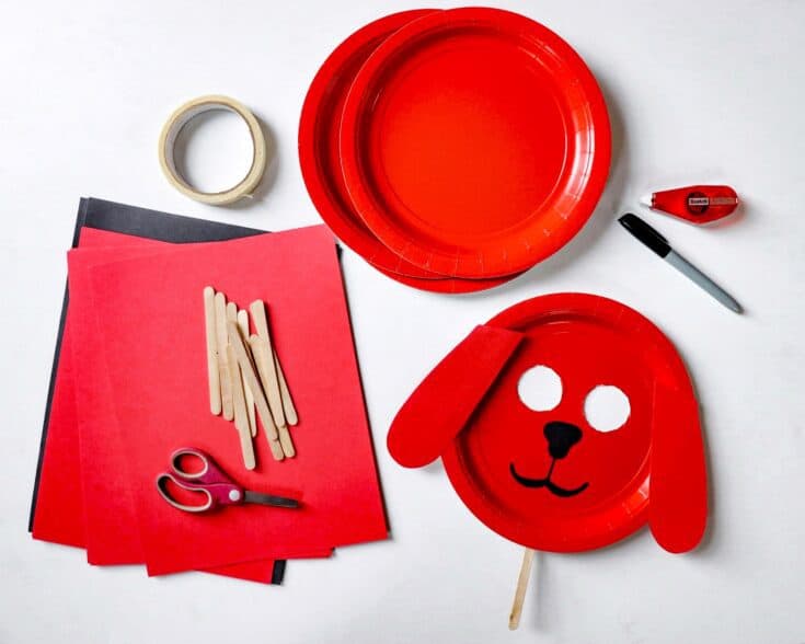 Such a simple craft, but such BIG fun! This paper plate mask is a fun and creative activity to celebrate the release of Clifford The Big Red Dog.