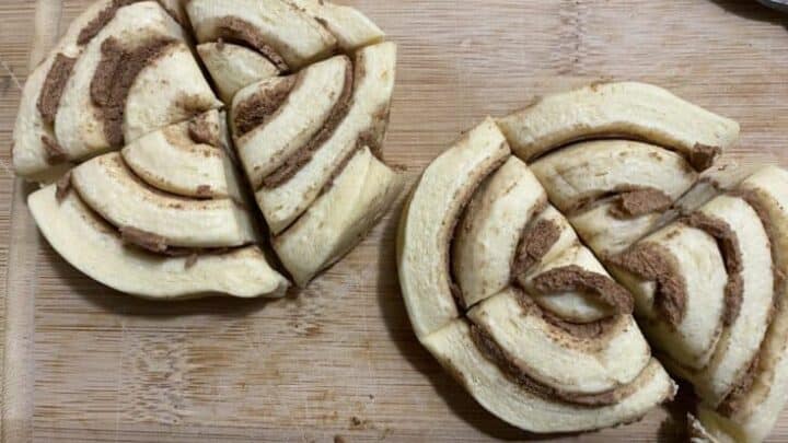 quartered cinnamon rolls