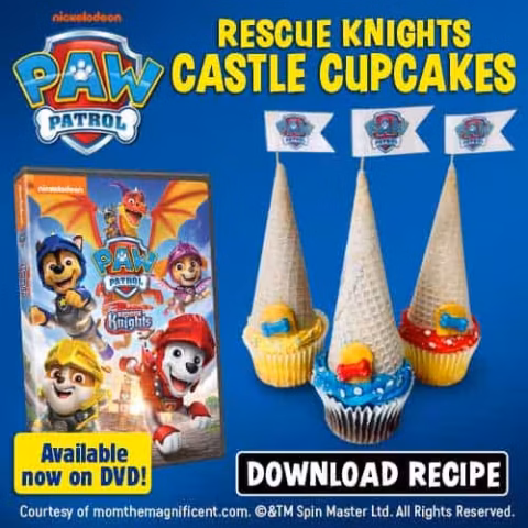 Check out this delicious castle cupcakes recipe inspired by PAW Patrol: Rescue Knights, available on DVD June 7!