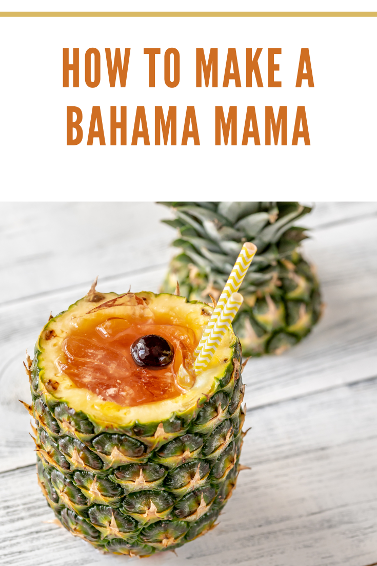 bahama mama cocktail in fresh pineapple