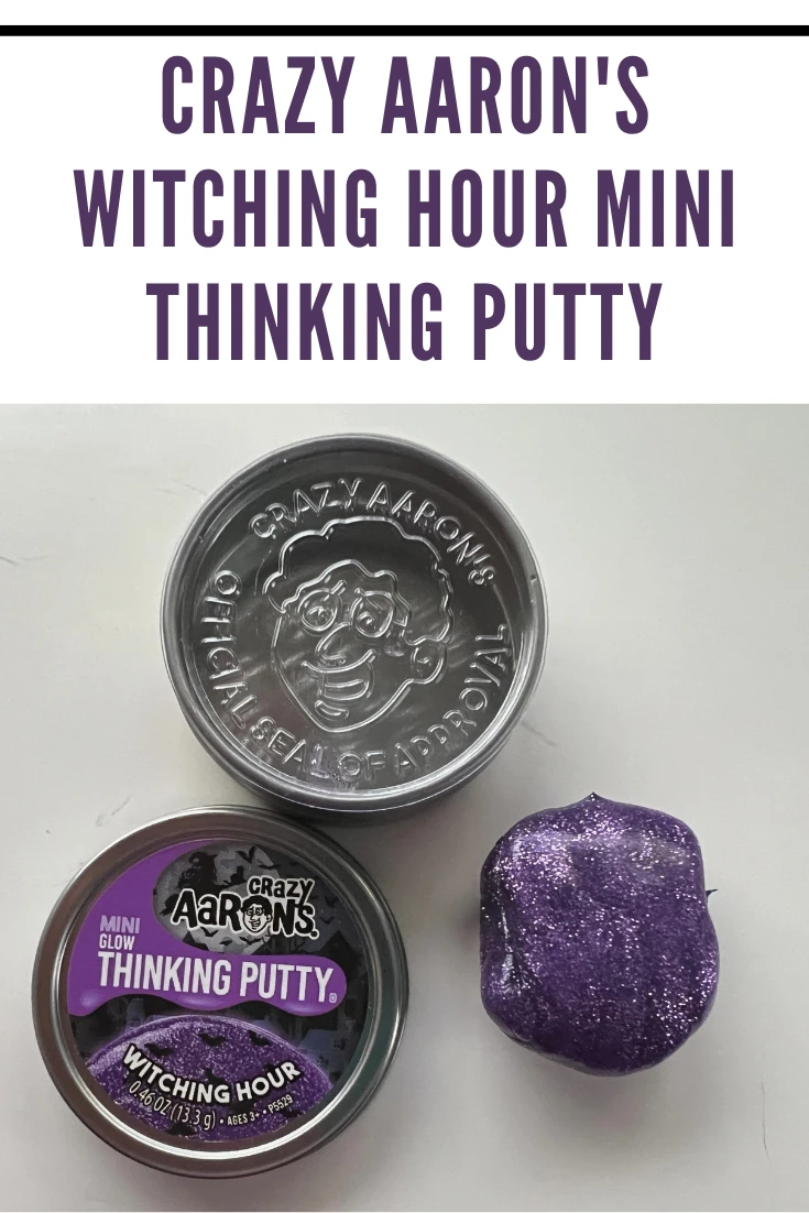 Crazy Aaron's Witching Hour Thinking Putty. It's three shades of gorgeous purple glitter with black bats that add a fun texture.