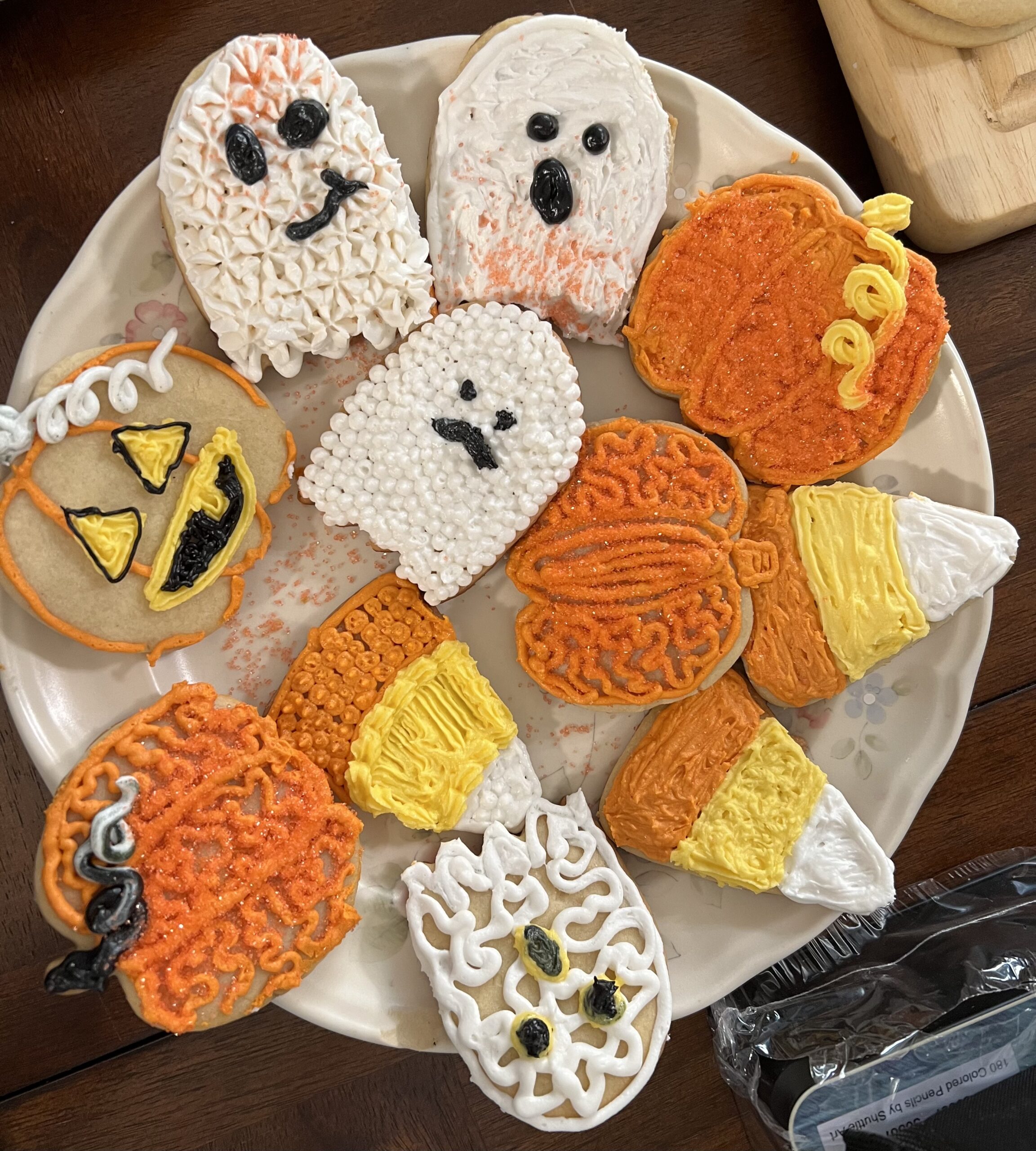 This three-piece Wilton Halloween cookie cutter set includes a ghost, candy corn, and pumpkin. Use your imagination to decorate.
