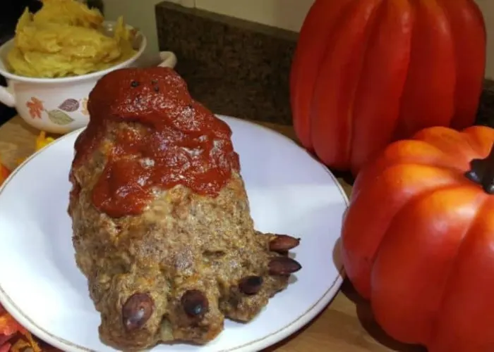 Front view of a perfectly cooked Instant Pot footloaf, showcasing its delicious, savory layers.