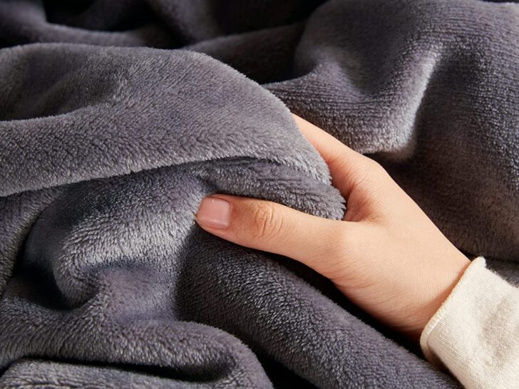 close up of fleece blanket