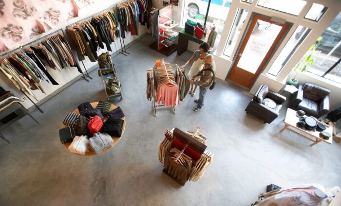 overhead view of retail store