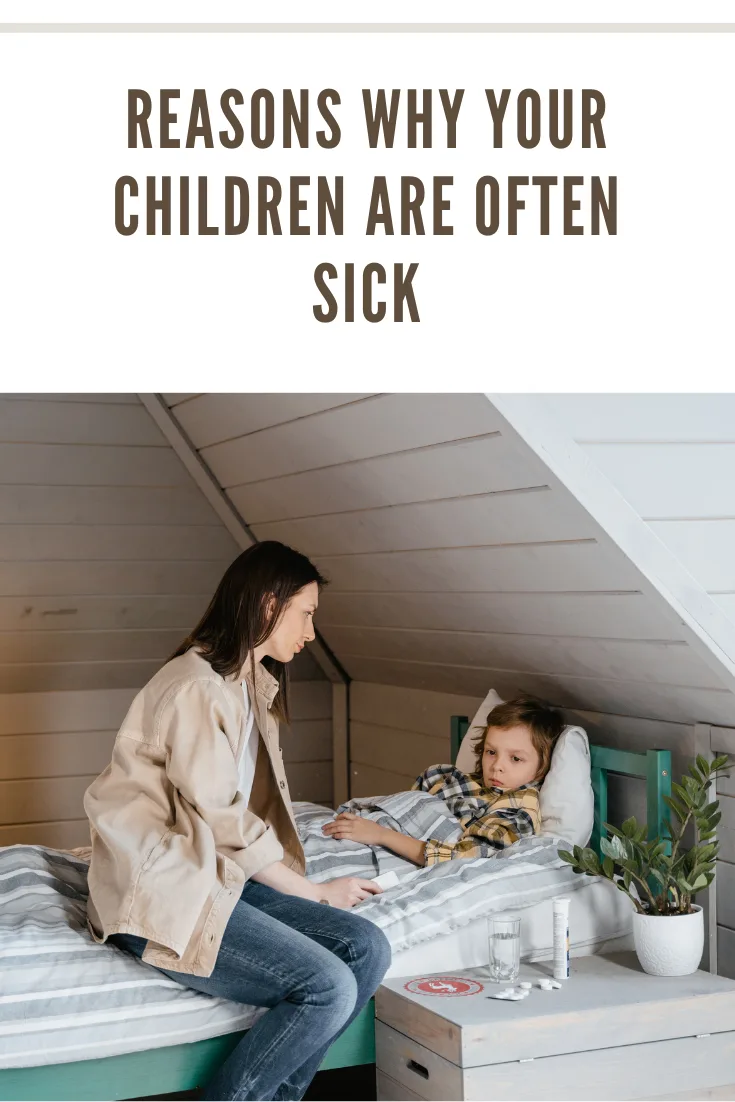 worried mother tending to sick child