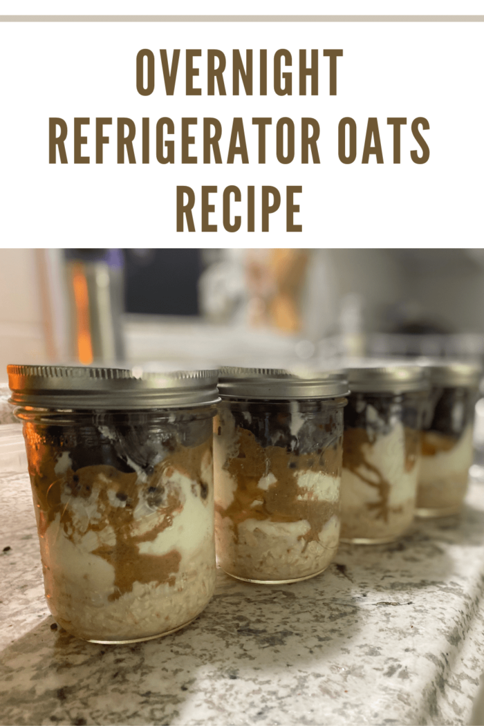 overnight refrigerator oats on counter in mason jars