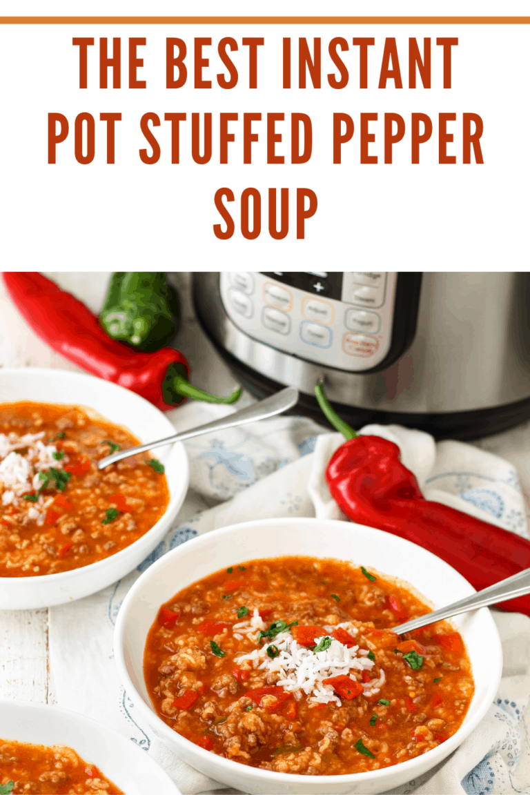 best instant pot stuffed pepper soup in bowls