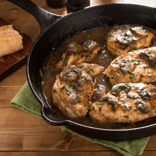 chicken marsala in cast iron pan
