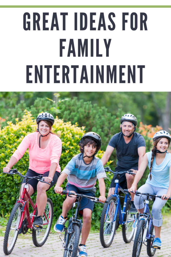 family riding bikes