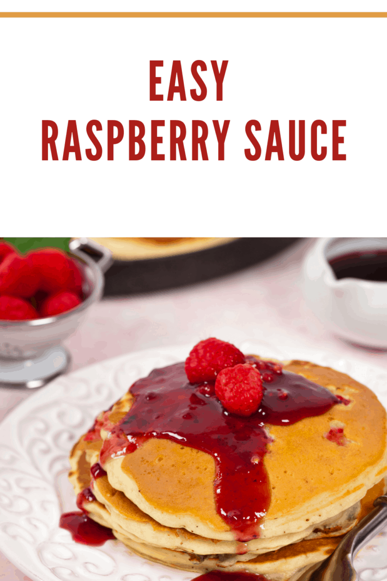 raspberry sauce on panccakes