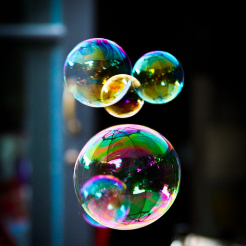 bubbles close up against black background