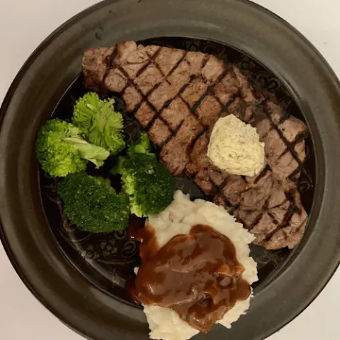 date night steak with mashed potatoes
