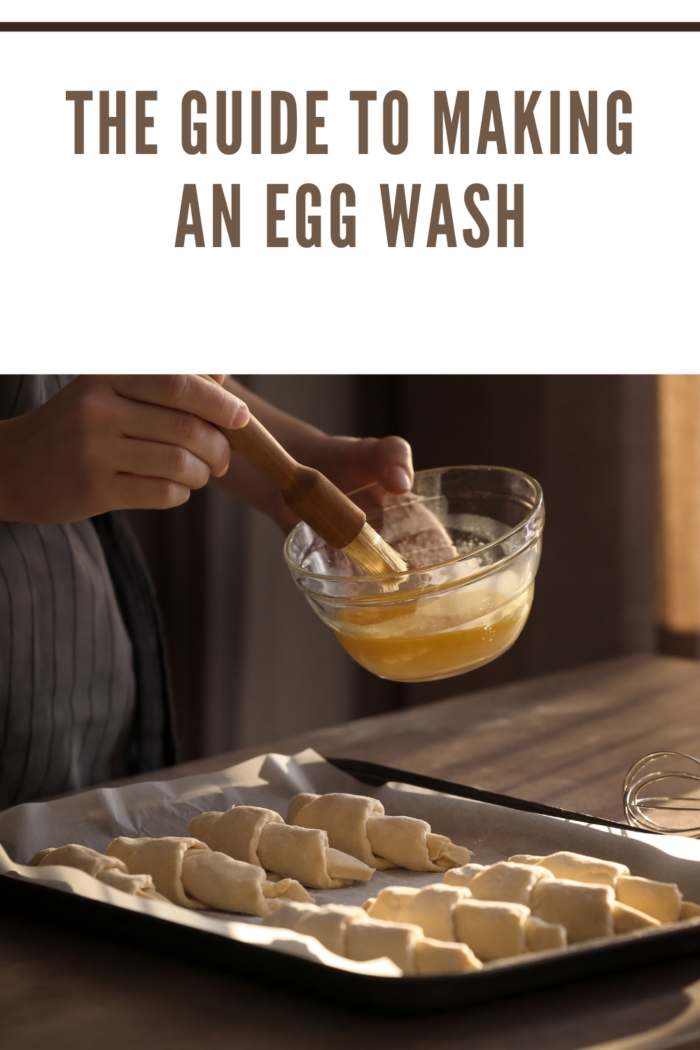 woman egg washing croissants
