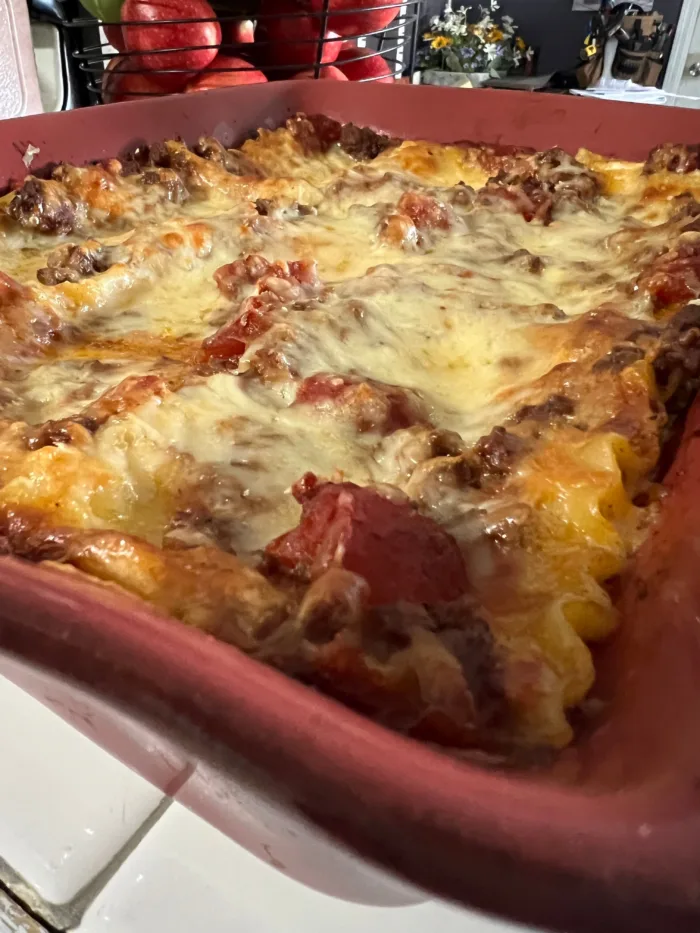 homemade lasagna close up