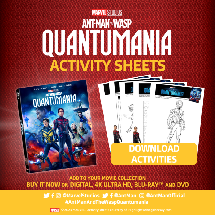 Ant Man and the Wasp Quantumania activity sheet button