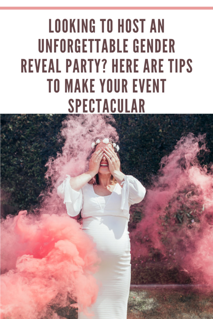 Pregnant Woman with Gender Reveal Party