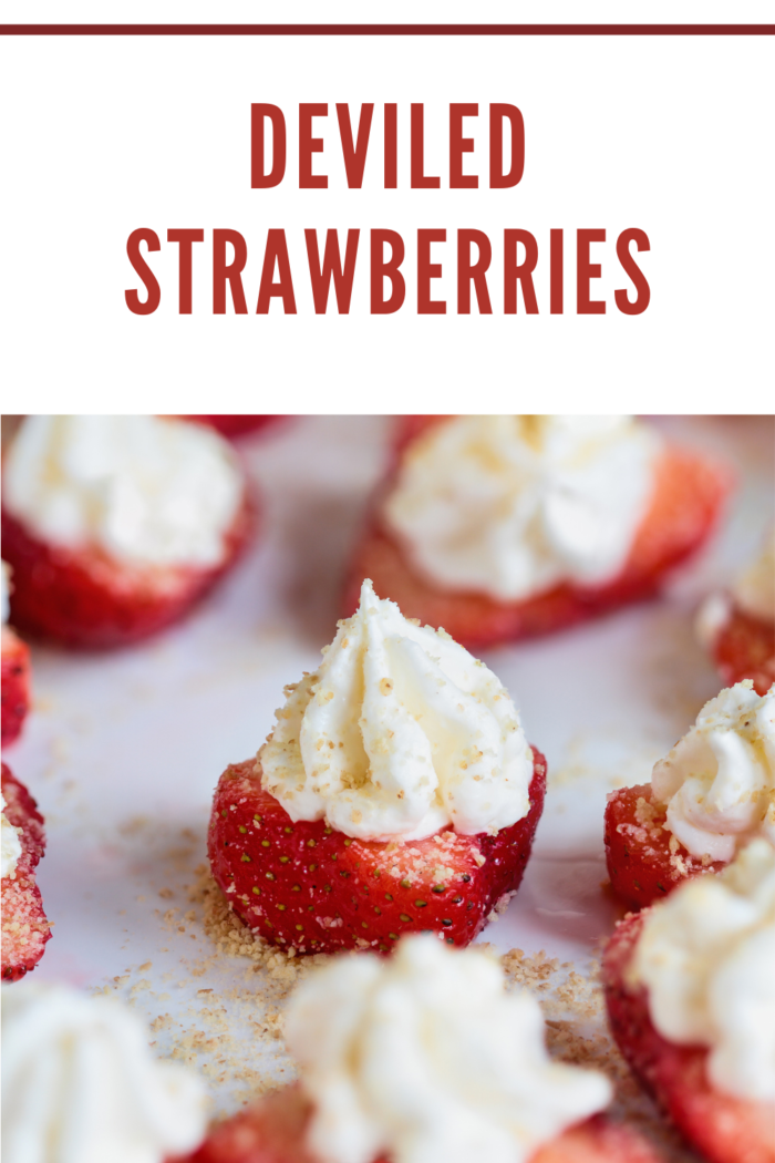 Stuffed Deviled Fresh Strawberries with Graham Cracker Crumbs