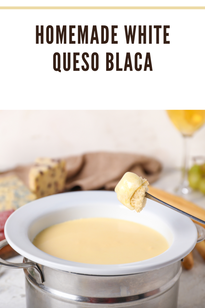 queso blanco with bread being dipped