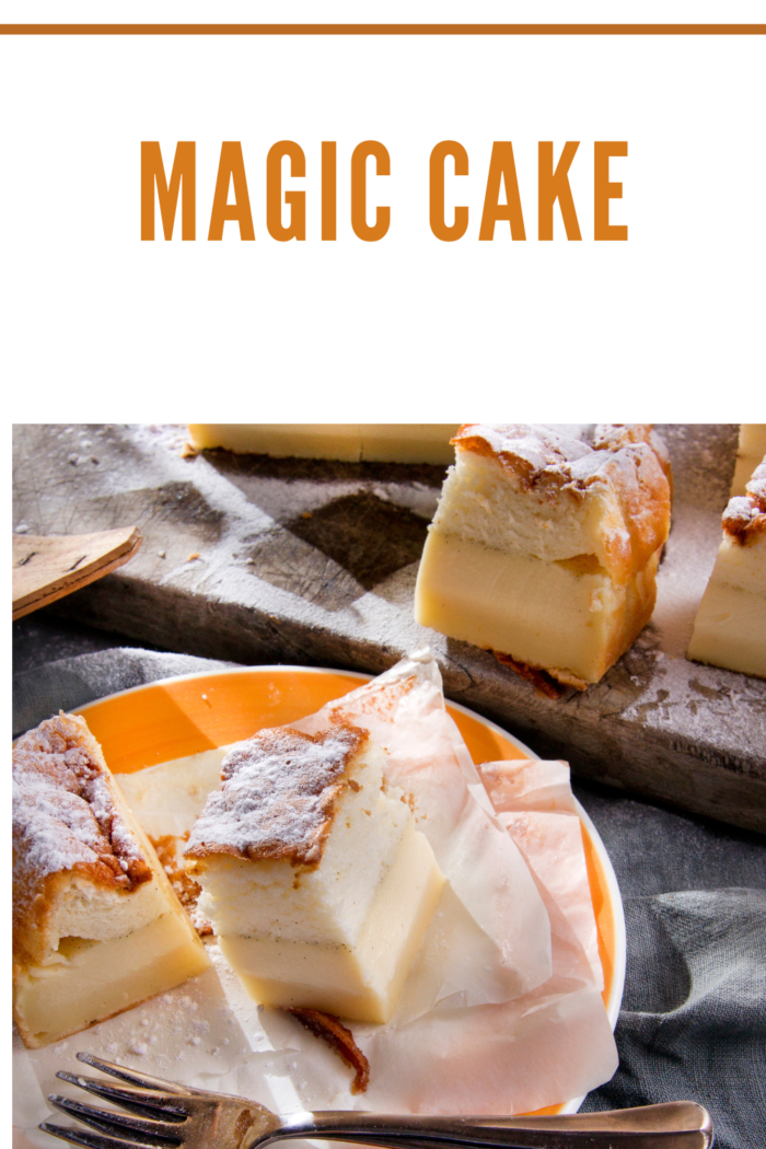 magic cake with fork