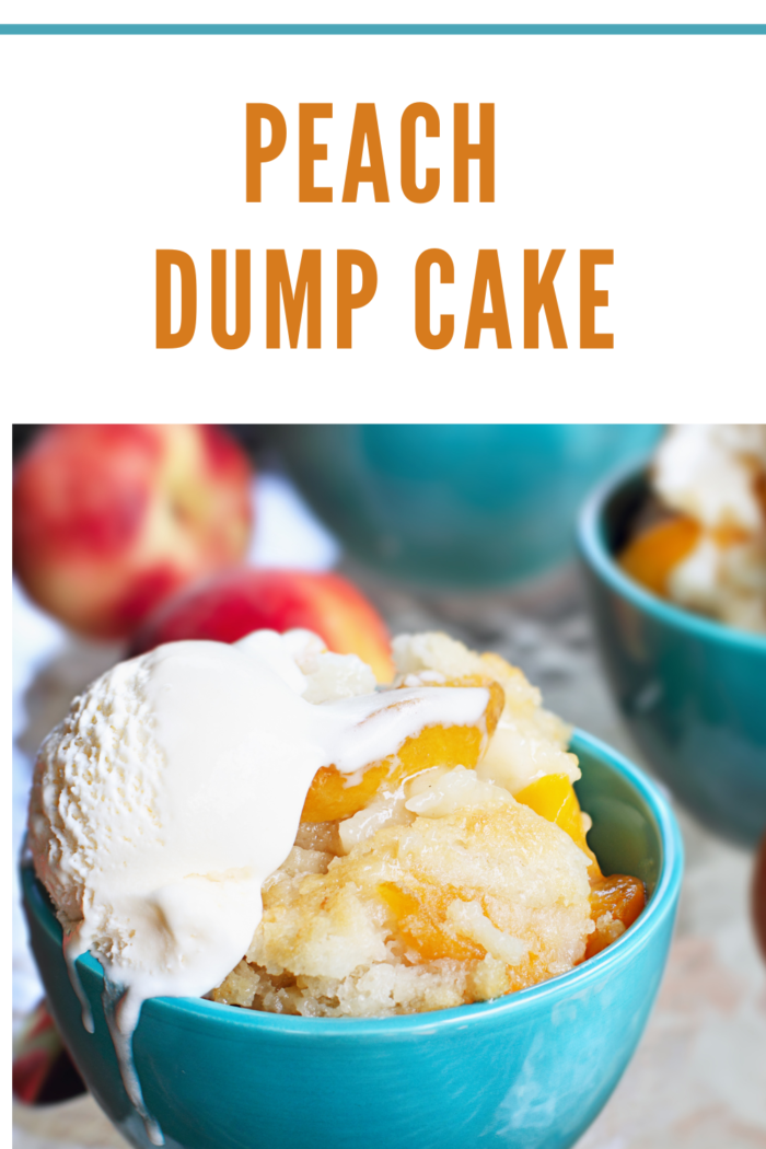 peach dump cake with vanilla ice cream