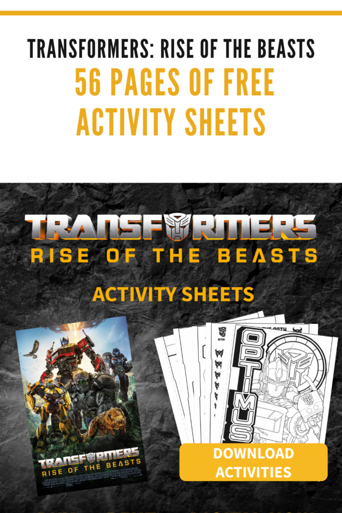 transformers rise of the beasts activity sheets