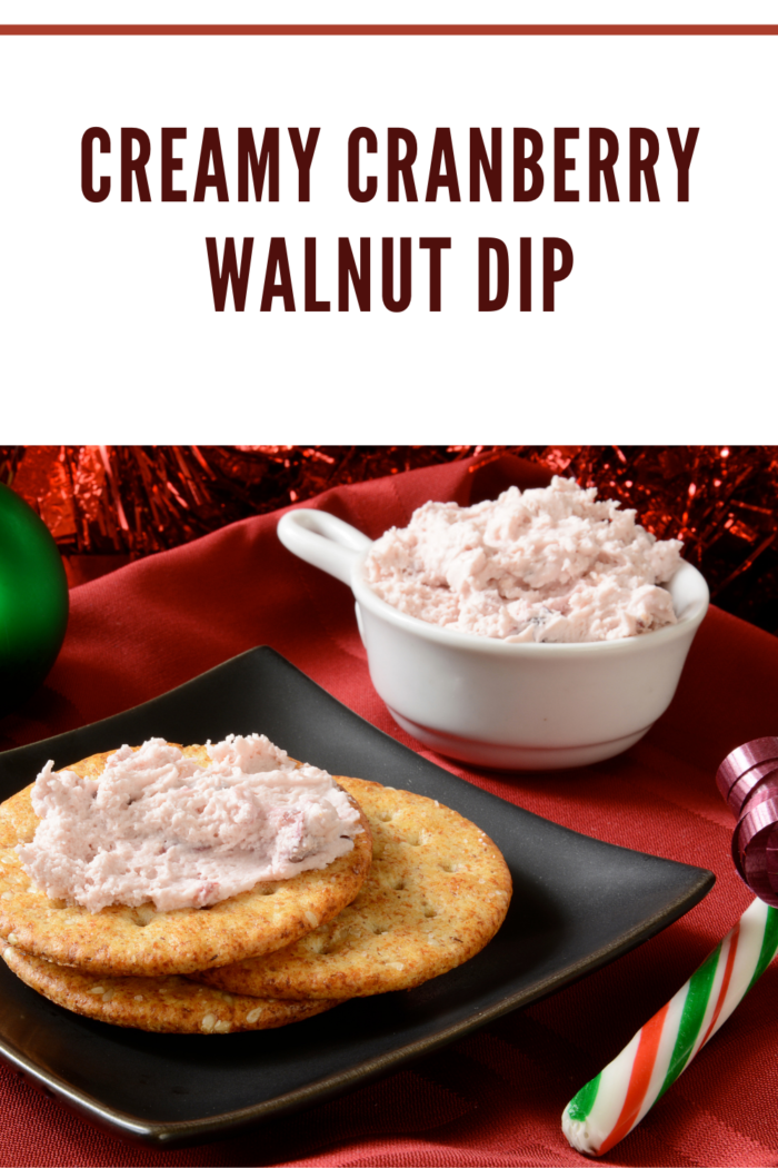 Creamy Cranberry Walnut Dip on crackers