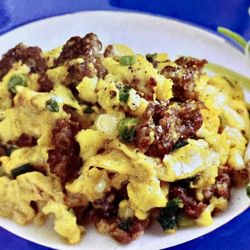 Creamy Scrambled Eggs with Sausage
