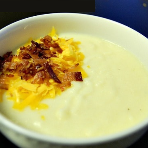 creamy loaded baked potato soup with cheese and bacon