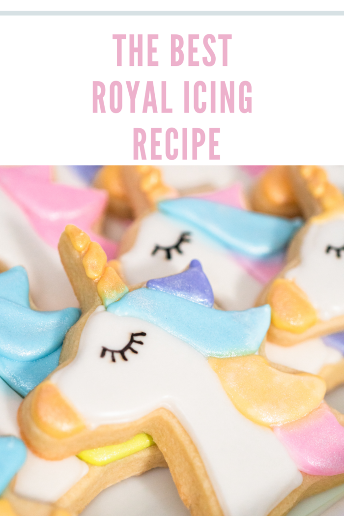 Unicorn sugar cookies decorated with royal icing